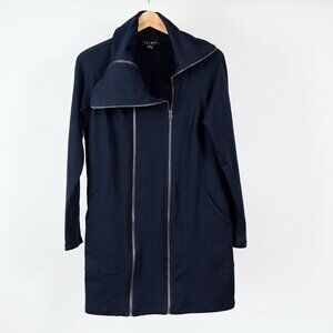 Tribal Maternity Long Line Stretch Cardigan With Zip Out Panel, Navy Blue, Sz M